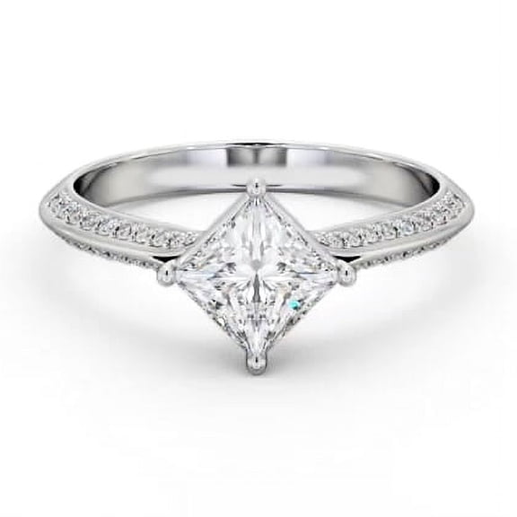 Empire Jewel Excellent 1.4 Ct Pear Cut Lab Created Simulated Diamond Ring - 14K White Gold Plated Engagement Ring - Double Halo Solitaire Engagement Ring - Split Shank Birthday Gift Ring for Her