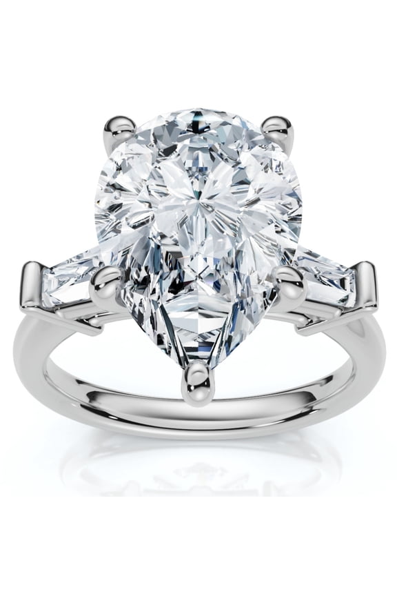 Pear Cut 2 Ct VVS1/D Lab Created Simulated Diamond Ring - 14K White Gold Plated Wedding Anniversary Ring - Special Occasion Ring Women's - Latest Engagement Diamond Ring for Women's