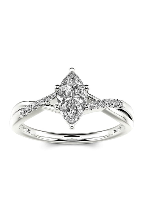 Marquise Cut Excellent 1.7 Ct Diamond Ring for Women - 14K White Gold Plated Wedding Anniversary Ring - Infinity Twisted Cross Over Shank Engagement Rings for Her - Gifts for Birthday