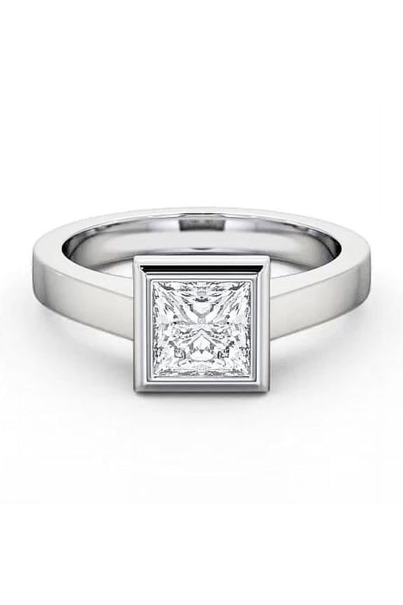 Princess Cut Excellent 1.7 Ct Diamond Engagement Ring - 14K White Gold Plated Solitaire Rings - Simple Engagement Wedding Solitaire Rings for Women - Bezel Set Diamond Rings for Women