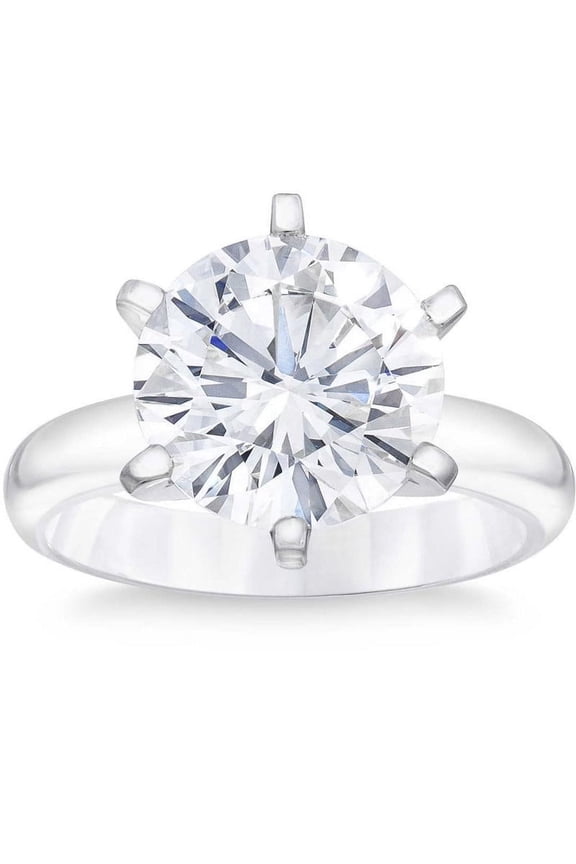 Prong Set 2.2 Ct Round Cut Lab Created Diamond Ring - 14K White Gold Over Women's Wedding Rings - Anniversary Gifts On Clearance - Diamond Rings - Simple Solitaire Engagement Rings