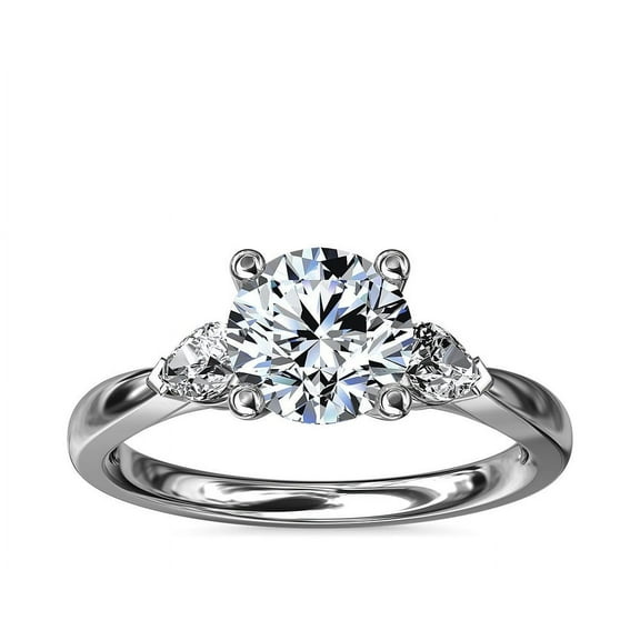 Empire Jewel Prong Set 2.2 Ct Round Cut Lab Created Diamond Ring - Engagement Wedding Diamond Rings on Clearance - 3 Stone Engagement Wedding Ring - Engagement Prong Setting Ring for Women