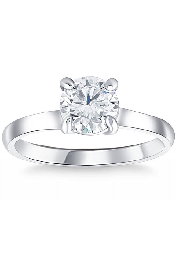 Round Cut Brilliant 1.3 Ct Diamond Ring For Women's - 14K White Gold Over Rings For Her - Engagement Wedding Prong Setting Ring for Women's - Classic Engagement Wedding Solitaire Rings