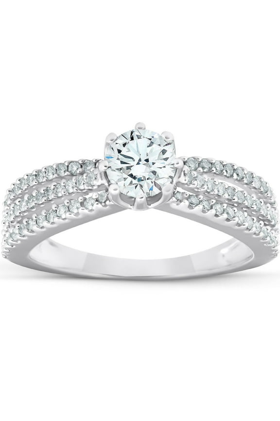 Silver 14K White Gold Plated Ring - Round Cut 1 Ct VVS1/D Lab Created Simulated Diamond Rings - 9th Year Anniversary Gifts for Women's - Christmas Special Gift for Her - Graduation Gifts