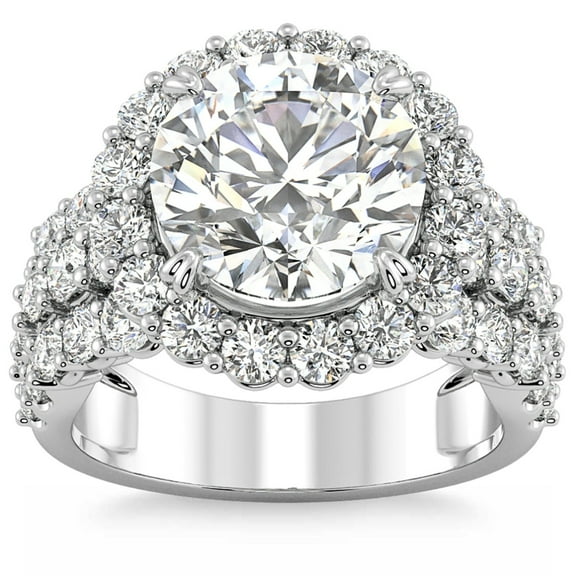 Empire Jewel Silver 14K White Gold Over Ring for Women's - Round Cut Excellent 1.4 Ct Diamond Ring For Women's - Simple Halo Diamond Rings for Women's - Solitaire with Accent Diamond Rings for Her