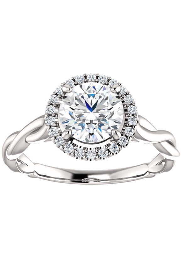 Silver 14K White Gold Over Rings - Round Cut 1.4 Ct VVS1/D Lab Created Simulated Diamond Ring - Infinity Twisted Cross Over Shank Engagement Ring for Women's - Forever Diamond Rings