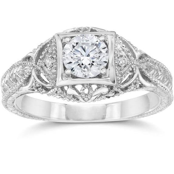 Empire Jewel Simple Wedding Diamond Ring - 1.2 Ct Round Cut Lab Created Simulated Diamond Ring - 14K White Gold Over Prong Setting - Elegant Engagement Ring for Women - Perfect Gift for Women's