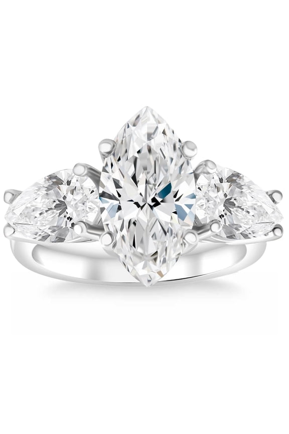 Timeless 2 Ct Marquise Cut Lab Created Diamond Ring - 14K White Gold Over Women's Engagement Solitaire Ring - Ideal for Anniversaries, Birthdays, and Special Moments - Graduation Gift