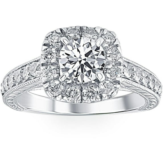 Empire Jewel Wedding Diamond Ring - White Gold Over 14K Silver Diamond Ring - Round Cut Excellent 1.7 Ct Diamond Ring For Women's - Halo Diamond Ring for Her - Simple Halo Diamond Rings for Women's