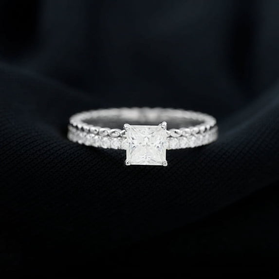 Empire Jewelry 1.4 Ct Princess Cut Diamond Wedding Ring - 14K White Gold Ring on Sale - Bridal Diamond Jewelry for Her - Double Shank Engagement Wedding Ring for Women - Classic Engagement Rings