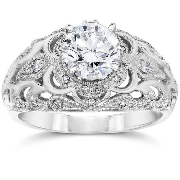 Empire Jewelry 1.5 Ct Round Cut Diamond Rings for Her - 14K White Gold Plated Rings Gifts for Her - Jewellery Clearance Wedding Rings Sets - Christmas Special Gift for Her - Graduation Gifts