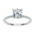 thumbnail image 1 of Empire Jewelry 1.7 Ct Lab-Grown Diamond Ring - 14K White Gold Plated Hidden Halo Engagement Wedding Ring - Cushion Cut Solitaire with Accents Diamond, 1 of 3
