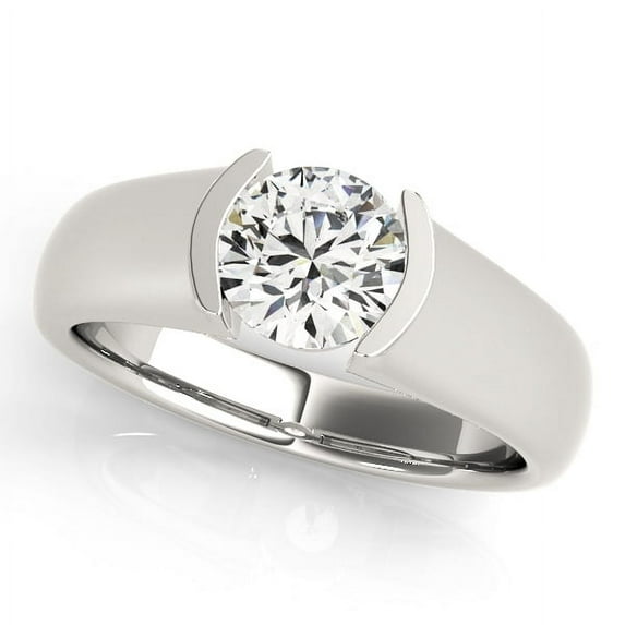 Empire Jewelry 1.7 Ct Round Cut Moissanite Ring - 14K White Gold Plated Engagement Wedding Half Bezel Set Solo Stone Diamond Ring - Chic Jewelry Gift for Her - Daily Wear Diamond Ring
