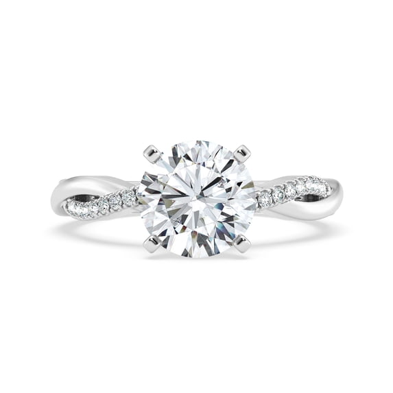 Empire Jewelry 1.8 Ct Round Cut Moissanite Ring - Twisted Shank Solitaire Engagement Ring for Women - 14K White Gold Plated Jewelry - Timeless Diamond Rings
