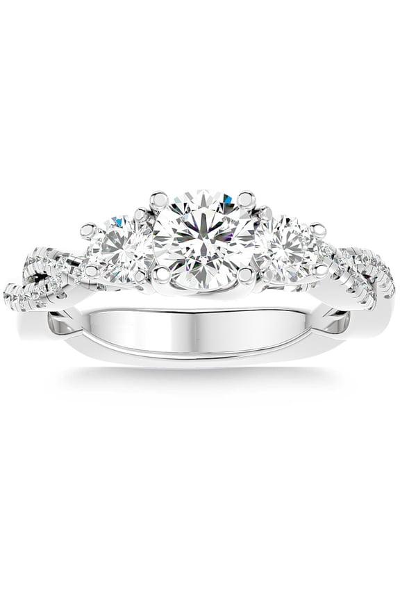 ry 1.9 Ct Round Cut Moissanite Moissanite Ring - 14K White Gold Plated Anniversary Rings - Criss Cross Infinity Engagement Rings - Simple Design Moissanite Rings For Women's