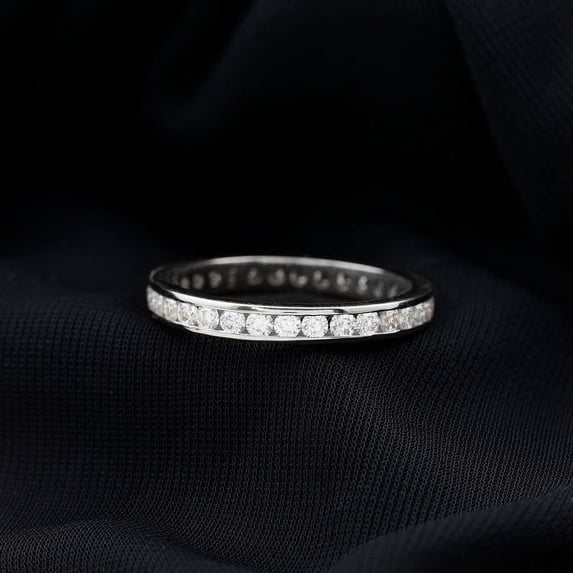Empire Jewelry 14K Silver Moissanite Oval Round 2.30 Ct Diamond Ring - Eternity Anniversary Bands - Engagement Wedding White Diamond Ring - 9th Year Anniversary Gifts for Her - Casual Stacking Ring