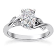 thumbnail image 1 of Empire Jewelry 14K White Gold Plated Engagement Ring - Graduated Mixed-Shape Design with 2 Ct Oval Cut Moissanite - Solitaire Wedding Ring for Women - Premium Bridal Jewelry, 1 of 3