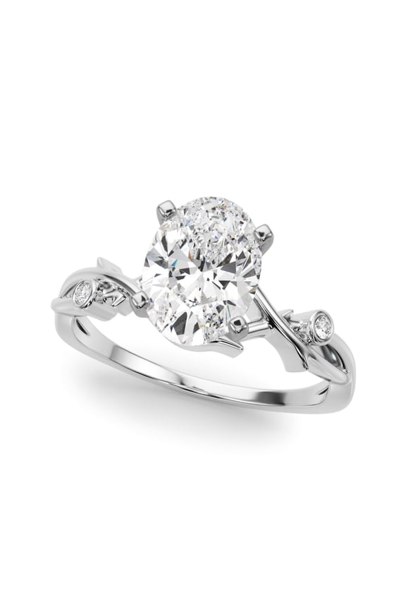 ry 14K White Gold Plated Ring - 2.1 Ct Oval Cut Moissanite - Nature Inspired Engagement Ring for Women - Solitaire Wedding Ring - Perfect for Special Occasions