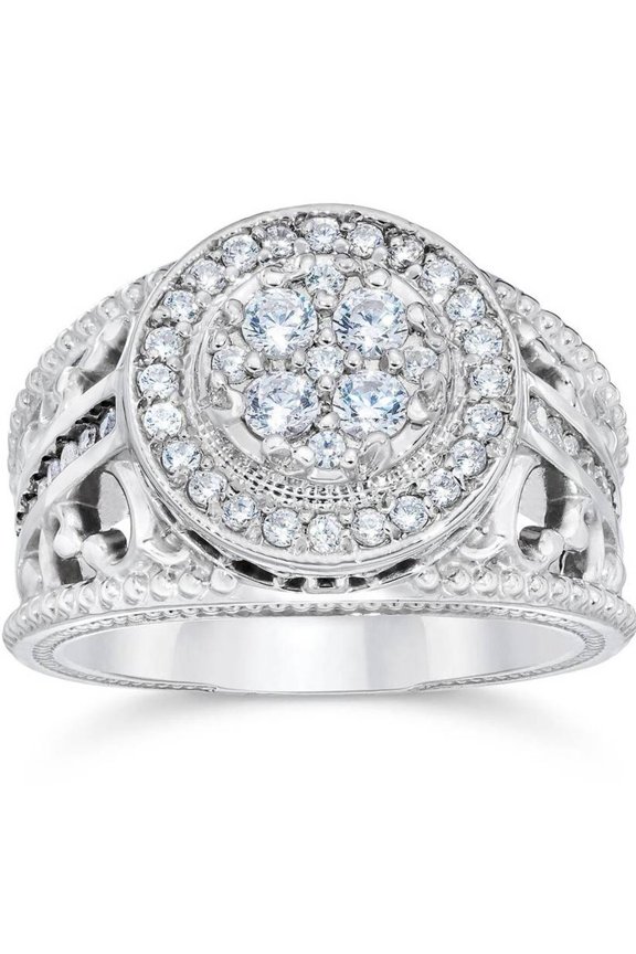 ry 14K White Gold Plated Solitaire Wedding Anniversary Ring - Round Brilliant Cut 1.8 Ct Lab Created Diamond Engagement Ring for Women's - 30th Wedding Anniversary Gift - Graduation Gift