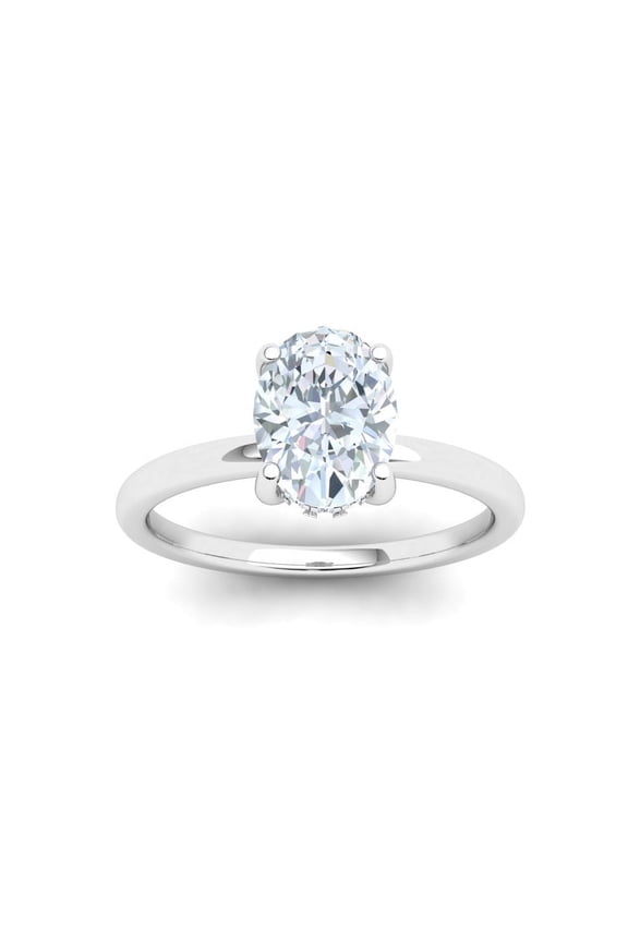 ry 2.1 Ct Oval Cut Moissanite Ring - 14K White Gold Plated Hidden Halo Engagement Wedding Ring for Women - Solitaire with Accent Diamond Ring - Perfect Gift for Lasting Memories
