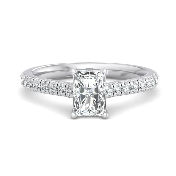 Empire Jewelry 2.3 Ct Radiant Cut Moissanite Ring - 14K White Gold Plated Band - Solitaire with Accents Bezel Set Ring for Women - Elegant Jewelry Gift for Her - Daily Wear Diamond Ring