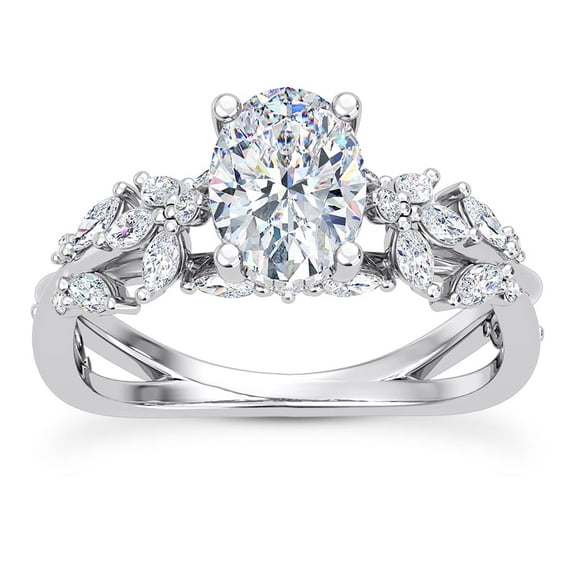 Empire Jewelry 2 Ct Oval Cut Moissanite Engagement Ring - Butterfly & Bee Vine Twist Solitaire Ring for Women - 14K White Gold Plated Diamond Ring for Wedding & Engagement