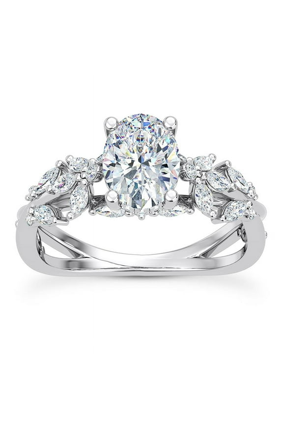 ry 2 Ct Oval Cut Moissanite Engagement Ring - Butterfly & Bee Vine Twist Solitaire Ring for Women - 14K White Gold Plated Diamond Ring for Wedding & Engagement