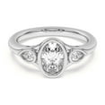 thumbnail image 1 of Empire Jewelry 2 Ct Oval Cut Moissanite Engagement Ring with Three Stone Design - 14K White Gold Plated Ring - Elegant Bridal Jewelry, 1 of 3