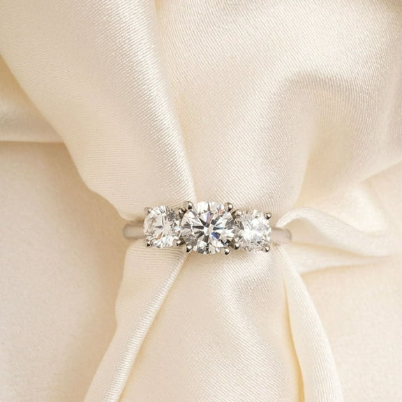 Empire Jewelry Brilliant 2.7 Ct Round Cut Diamond Wedding Anniversary Ring - 14k Silver Classic Engagement Ring - Three Stone Women's Ring - Rings for Women Forever Bride Ones