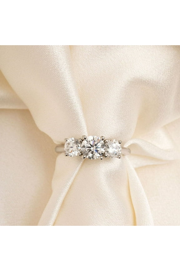 ry Brilliant 2.7 Ct Round Cut Diamond Wedding Anniversary Ring - 14k Silver Classic Engagement Ring - Three Stone Women's Ring - Rings for Women Forever Bride Ones