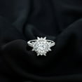 thumbnail image 1 of Empire Jewelry Brilliant 2 Ct Round Cut Diamond Ring - Stamped 14K White Gold Plated Ring - Halo Solitaire with Accent Engagement Ring - Multi-Stone Stacking Engagement Ring - Special Occasion Ring, 1 of 3