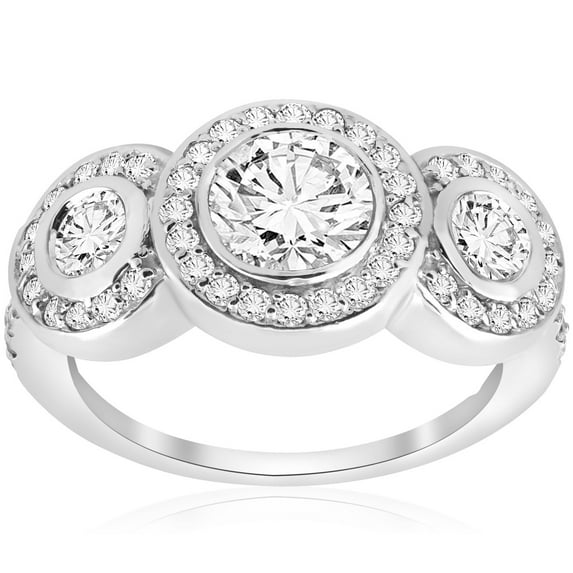Empire Jewelry Excellent 2 Ct Round Cut Moissanite Ring - Stamped 14K White Gold Plated Ring - Forever Moissanite Ring for Women's - Jewellery Moissanite Rings Wedding Sets