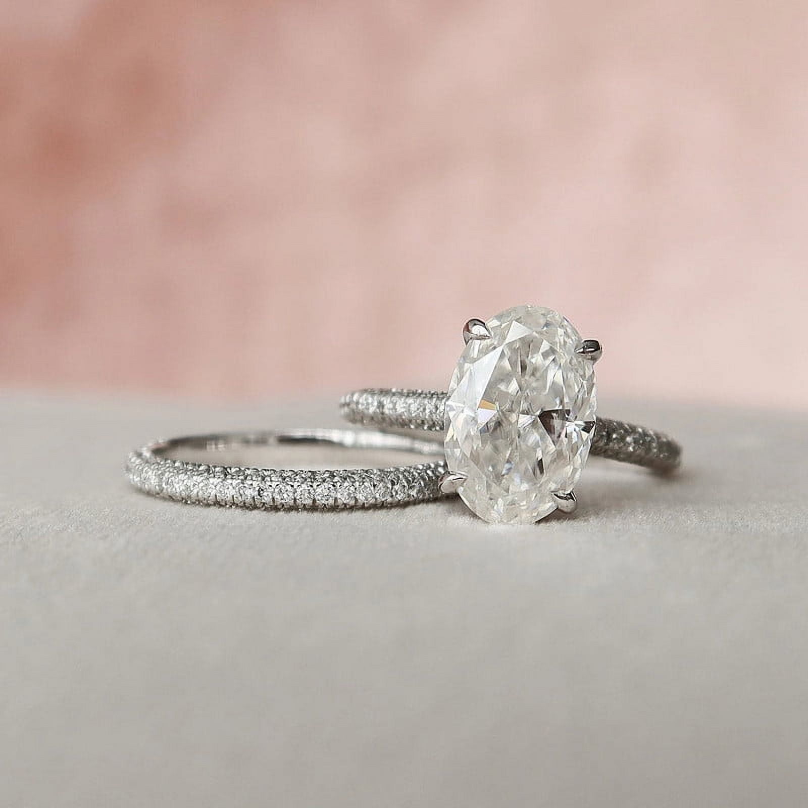 Empire Jewelry Oval Cut Excellent 3 Ct Diamond Ring for Women - 14K ...