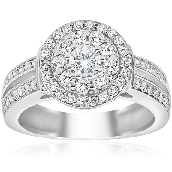 Empire Jewelry Round Cut 1.3 Ct Lab Created Diamond Anniversary Ring - Stamped 14K White Gold Plated Anniversary Diamond Ring -Three Stone Engagement Wedding Ring for Women's - Forever Diamond Rings