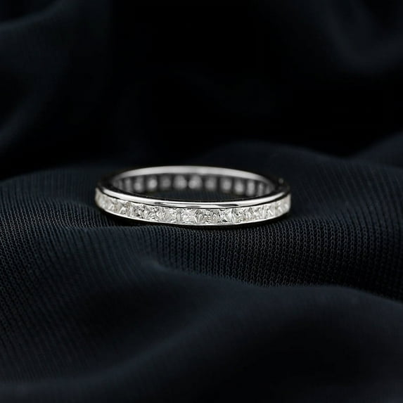 Empire Jewelry14K White Gold Plated Diamond Rings - Princess Cut Excellent 1.95 Ct Diamond Rings For Women's - Engagement Wedding Full Eternity Bands For Women's - Causal Daily Wear Rings