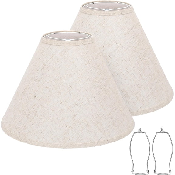 Empire Lamp Shades Set of 2, 6" Top x 16" Bottom x 10.8" High, Large Beige Lamp Shades for Table Lamps Floor Lamps, Natural Linen Lampshades Replacement, Spider, Harp Holders Included, Easy Assembly