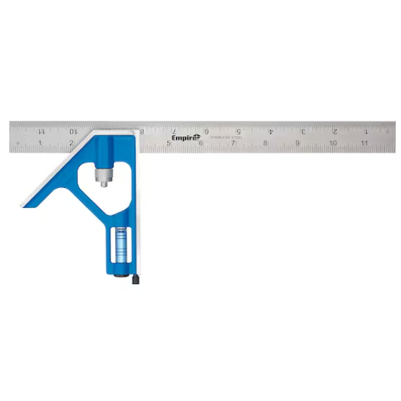 Empire Level TRUE BLUE Combination Square 12" Stainless Steel Ruler with Level Vial E250