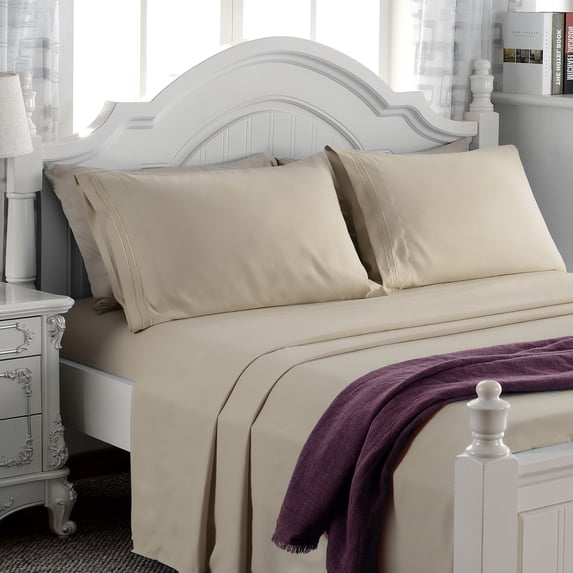 Empire Linen 1800 Series Deep Pocket 4pc Bed Sheet Set Queen Size, Oatmeal color