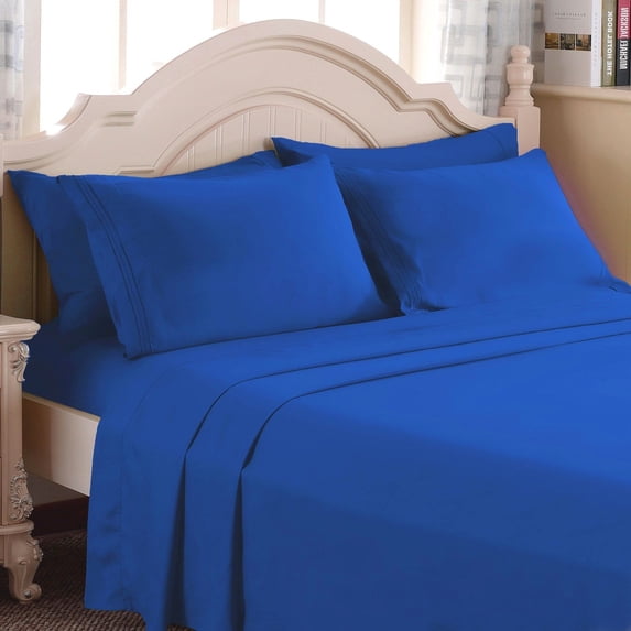 Empire Linen 1800 Series Deep Pocket 4pc Bed Sheet Set Twin Size, Royal Blue Color