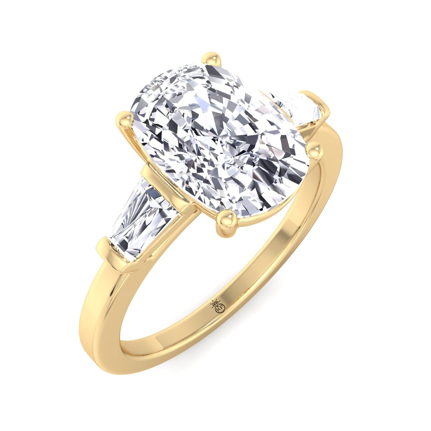 Empire Moissanite Elongated Cushion Cut Lab Diamond Engagement Ring With Tapered Baguette Sidestones
