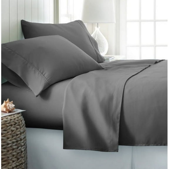 Empire Paintball 1800 Greek Collection 4Piece Deep Pocket Bed Sheet Set, Twin Super Soft, Dark Gray
