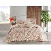 Empire Peach Floral Cotton 9 Piece Bed in a Bag Comforter Set with Sheets