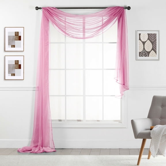 Empire Sheer Voile Window Valence Scarf 216" LONG