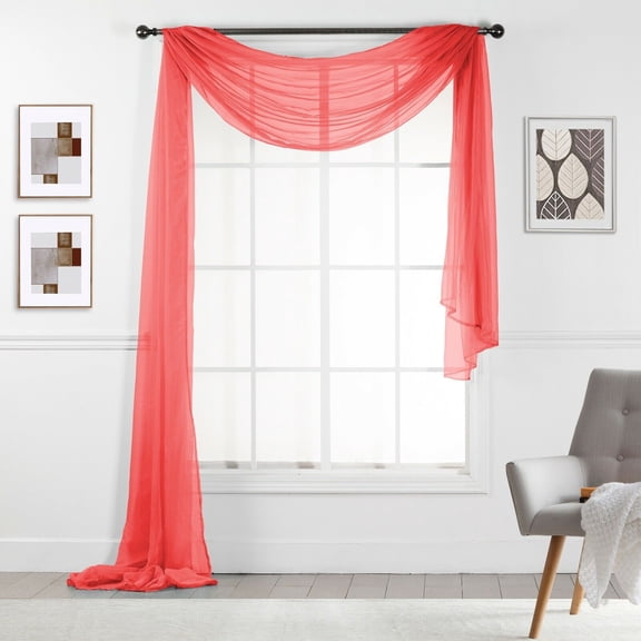 Empire Sheer Voile Window Valence Scarf 216" LONG