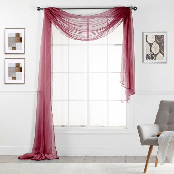 Empire Sheer Voile Window Valence Scarf 216" LONG