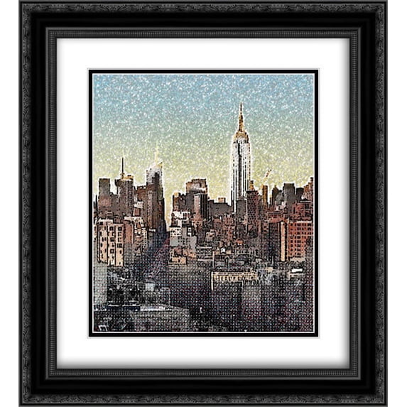 Empire State Building 2x Matted 20x22 Black Ornate Framed Art Print by Tsao, Van