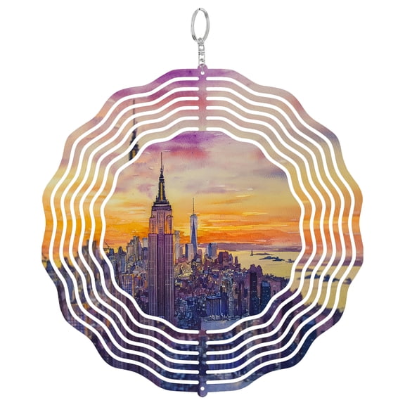 Empire State Building NYC 3D Wind Spinner Metal Hanging Sculpture Garden Decor Gift For Architecture Lover