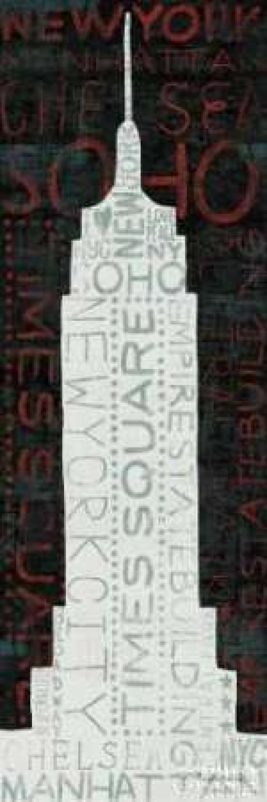 Empire State Building - Red Canvas Art - Michael Mullan (12 x 36)
