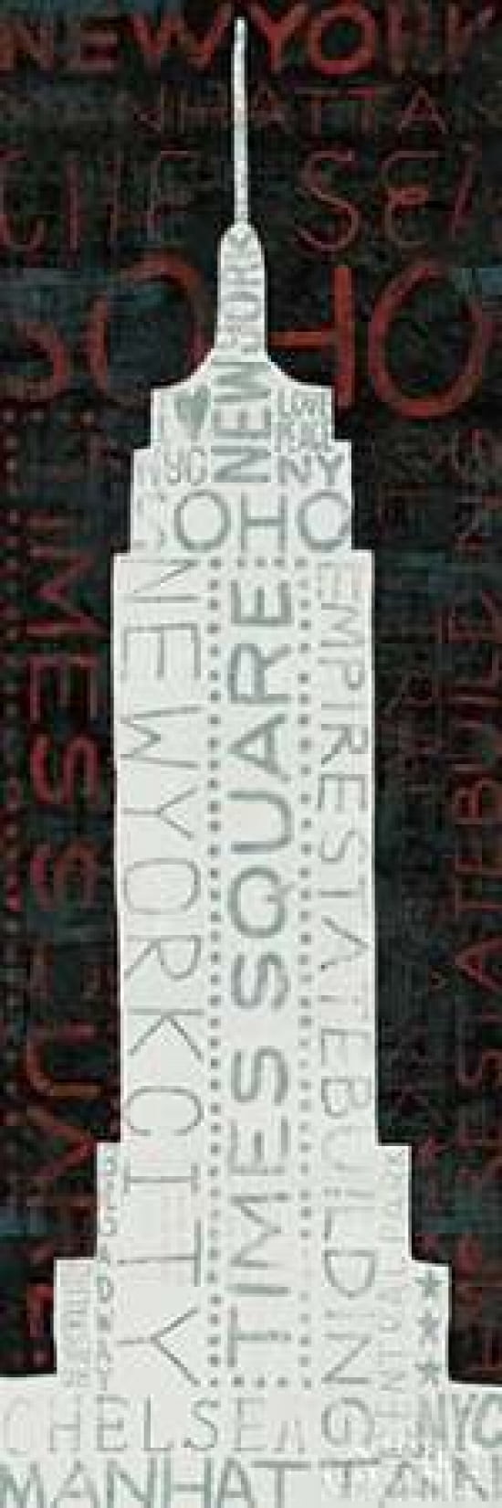 Empire State Building - Red Canvas Art - Michael Mullan (12 x 36)