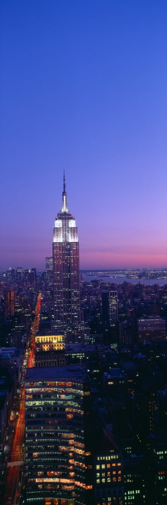 Empire State Building at Sunset View from 5AV & 42nd Street New York Canvas Art - Panoramic Images (36 x 12)